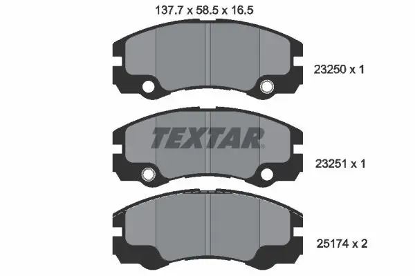 TEXTAR 2325001 Комплект тормозных колодок