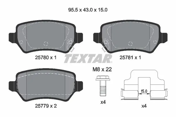 TEXTAR 2578001 Комплект тормозных колодок,