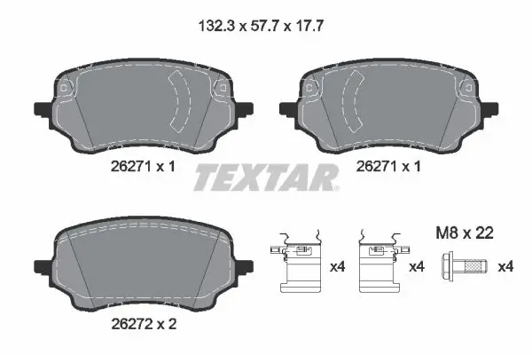 TEXTAR 2627101 Комплект тормозных колодок,