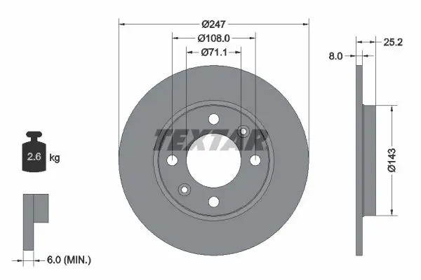 TEXTAR 92055003 Тормозной диск
