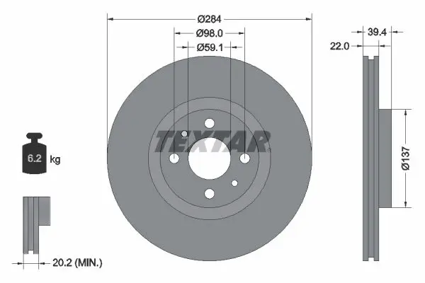 TEXTAR 92055203 Тормозной диск