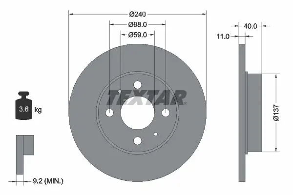 TEXTAR 92061103 Тормозной диск