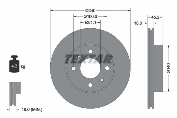 TEXTAR 92063200 Тормозной диск