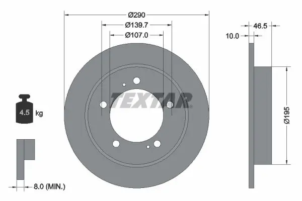TEXTAR 92066003 Тормозной диск