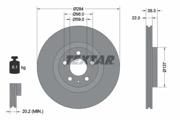 TEXTAR 92083203 Тормозной диск