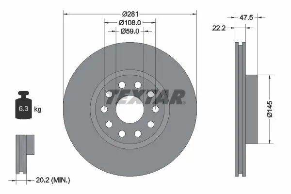 TEXTAR 92093800 Тормозной диск