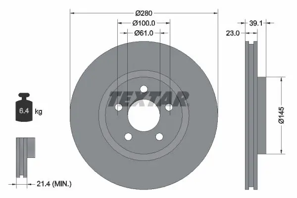 TEXTAR 92108505 Тормозной диск