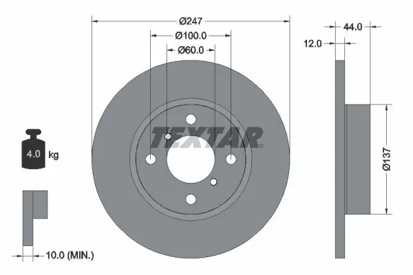TEXTAR 92110803 Тормозной диск