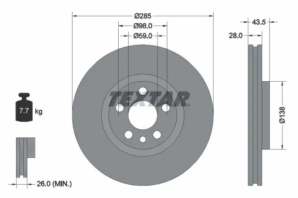 TEXTAR 92115003 Тормозной диск