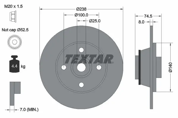 TEXTAR 92154100 Тормозной диск