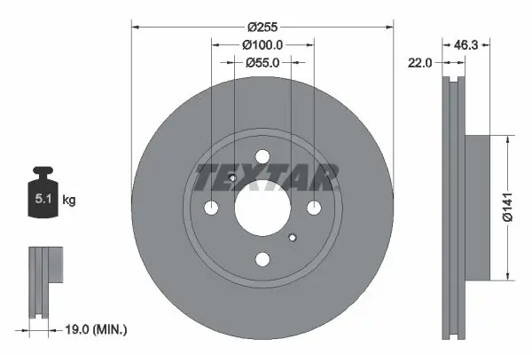 TEXTAR 92156100 Тормозной диск