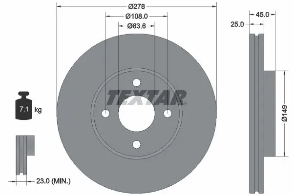 TEXTAR 92159003 Тормозной диск