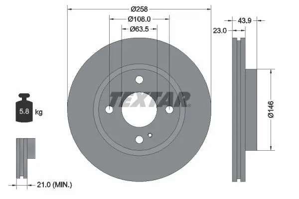 TEXTAR 92176005 Диск тормозной передний