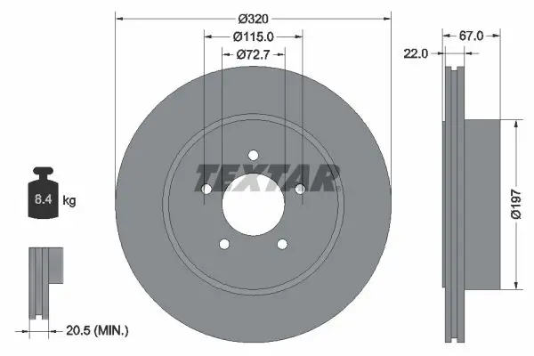 TEXTAR 92177203 Тормозной диск