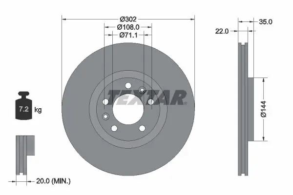 TEXTAR 92197103 Тормозной диск
