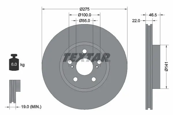 TEXTAR 92199300 диск тормозной 275x22