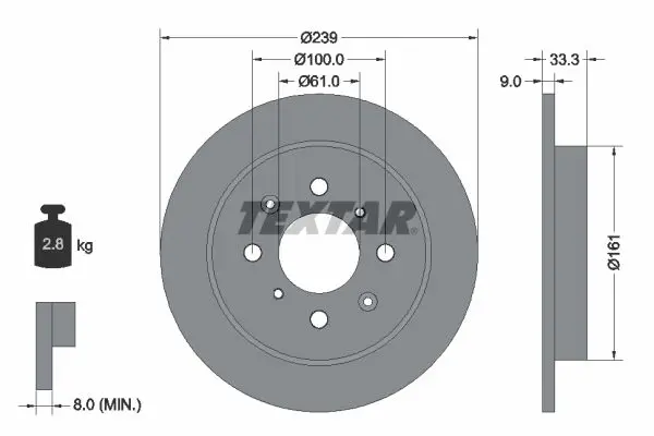 TEXTAR 92204000 Тормозной диск