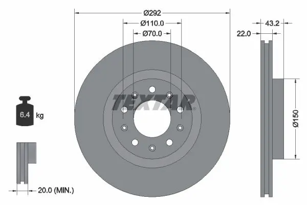 TEXTAR 92221103 Тормозной диск