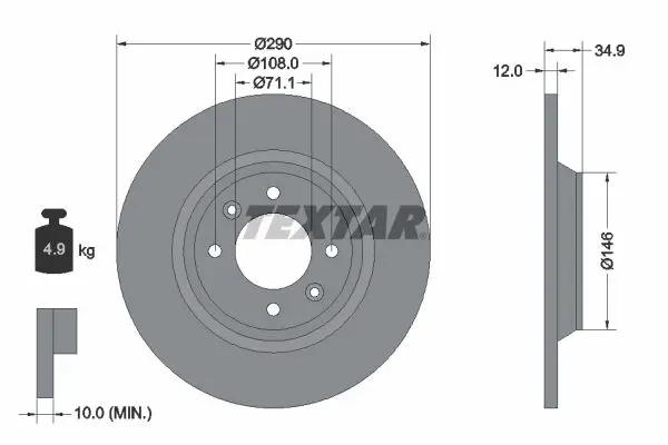 TEXTAR 92231303 Тормозной диск