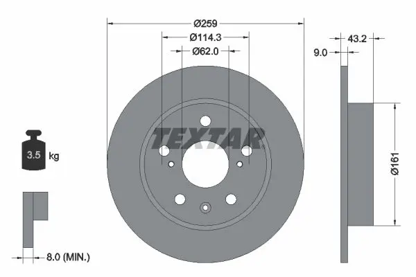 TEXTAR 92268403 Тормозной диск