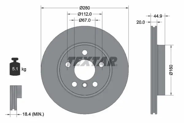 TEXTAR 92305303 Тормозной диск