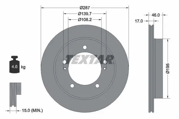 TEXTAR 92314103 Тормозной диск
