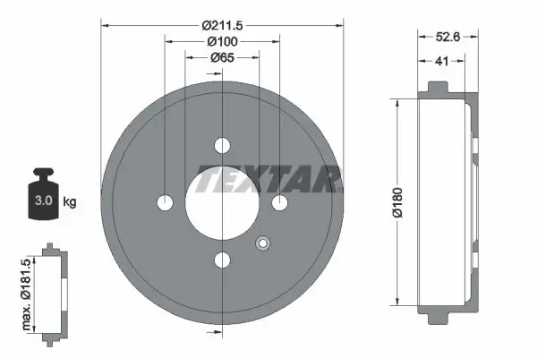 TEXTAR 94022700 Тормозный барабан
