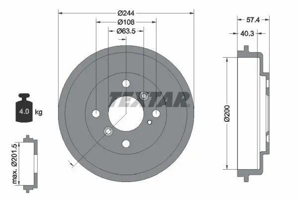 TEXTAR 94031900 Тормозный барабан