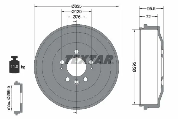 TEXTAR 94043900 Тормозной барабан