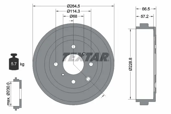 TEXTAR 94046400 94046400 Тормозной барабан