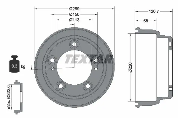TEXTAR 94046600 Тормозной барабан