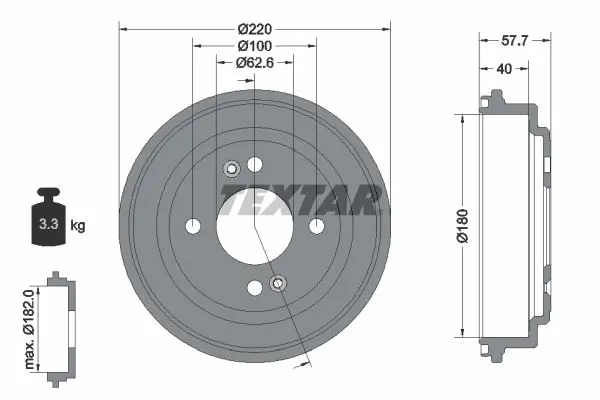 TEXTAR 94047000 Тормозной барабан