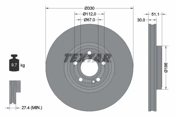TEXTAR 92323305 Диск тормозной