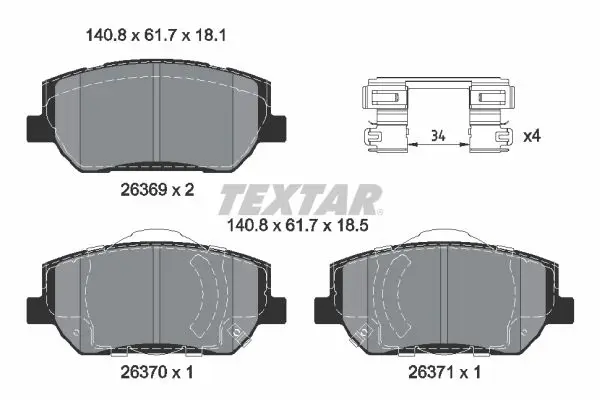 TEXTAR 2636901 Комплект тормозных колодок,