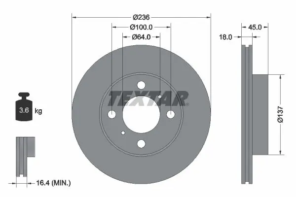 Textar 92089400 Тормозной диск