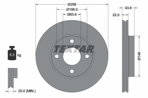 Textar 92096203 Диск тормозной FORD: FIESTA IV