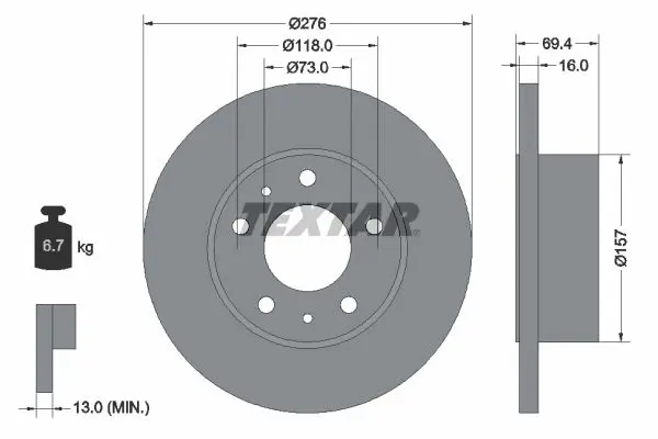 TEXTAR 93104700 Тормозной диск