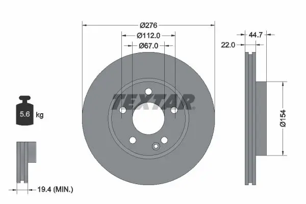 Textar 92131903 Диск тормозной передний с