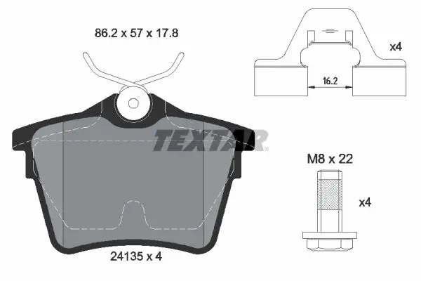 Textar 2413501 Колодки тормозные задние