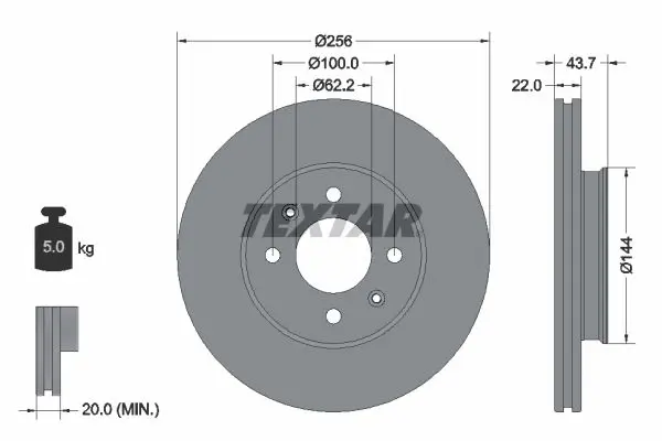 Textar 92304603 Диск тормозной передний