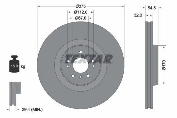 Textar 92176603 Диск тормозной BMW W164