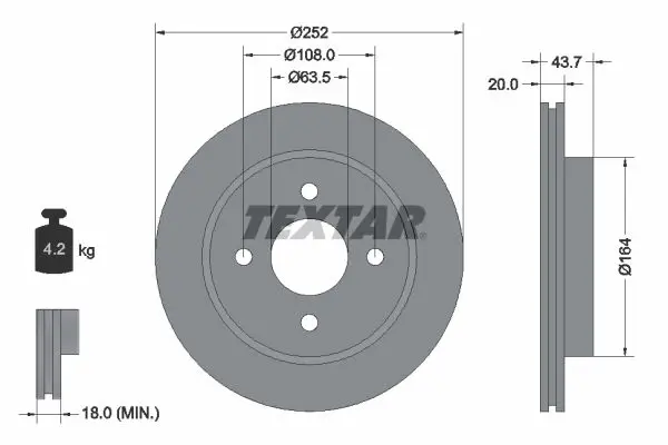 Textar 92063603 Тормозной диск