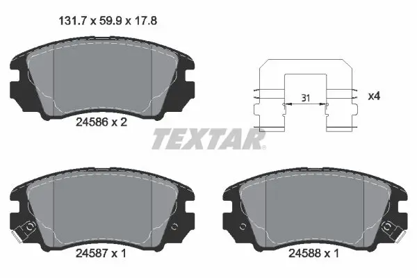 Textar 2458601 Комплект тормозных колодок