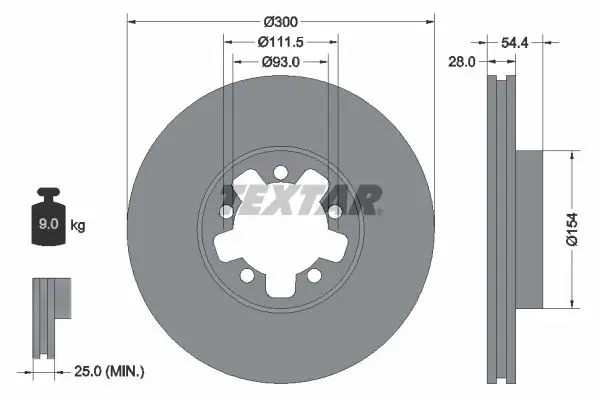 Textar 92151903 Диск тормозной передний с