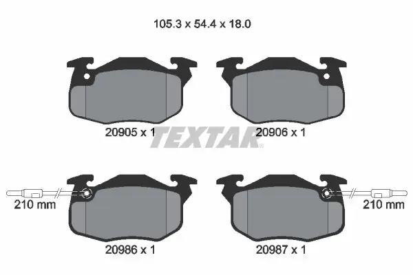 TEXTAR 2090506 Комплект тормозных колодок