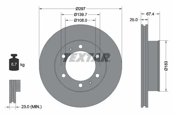 Textar 92222600 диск тормозной 297x25