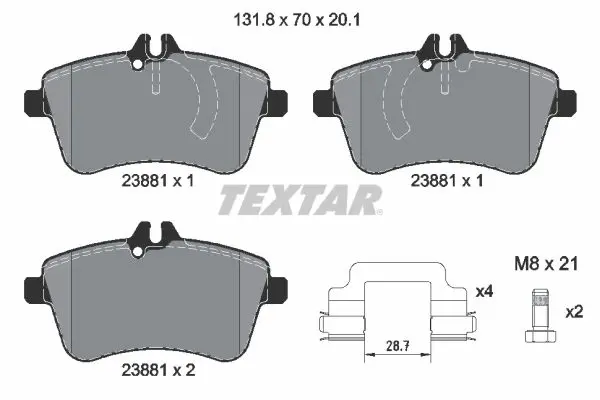 Textar 2388101 Комплект тормозных колодок