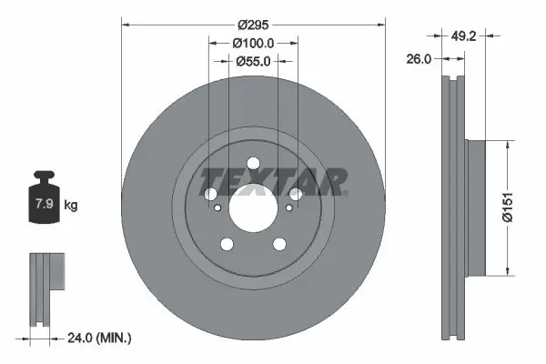 Textar 92135603 Диск тормозной TOYOTA Avensis