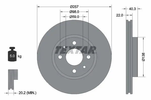 TEXTAR 92069603 Тормозной диск