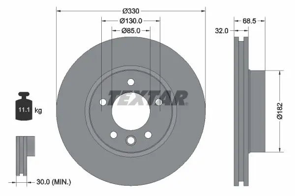 Textar 92121605 Диск тормозной VW